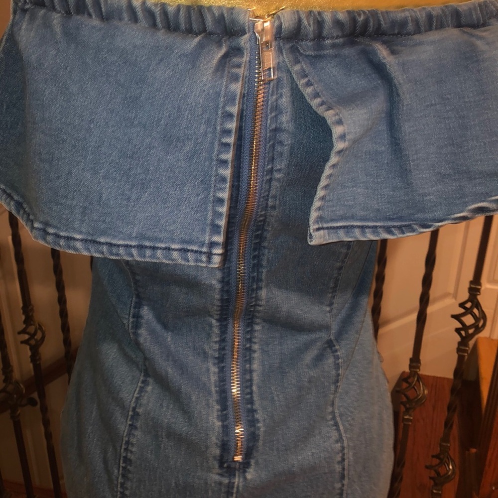 Revolve MPD Denim Ruffle Off Shoulder Dress - Picture 5 of 7